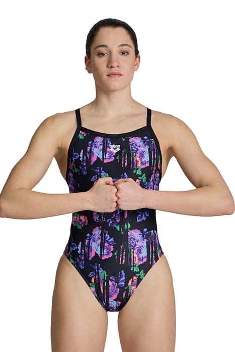 WOMEN'S ARENA ROSE TEXTURE SWIMSUIT XCRO MULTI BLACK-BLACK by Arena