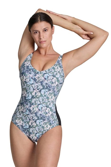 WOMEN'S BODYLIFT CHIARA SWIMSUIT WING B NAVY-SOFT GREEN MULT by Arena