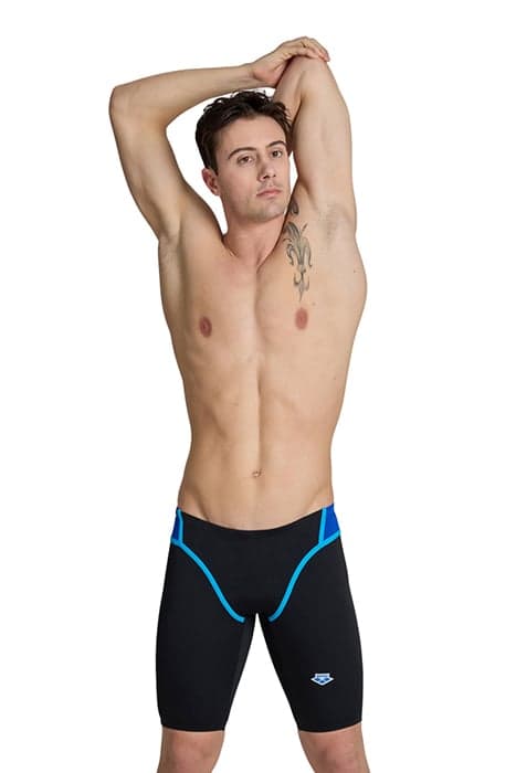 MEN'S ARENA ICONS SWIM JAMMER PANEL BLACK-NEON BLUE-RED FAND by Arena