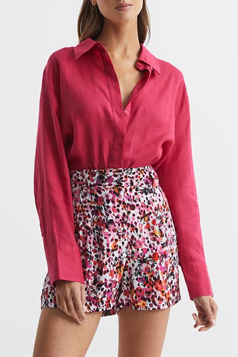 LARA-VISCOSE PRINT SHORT PINK by Reiss