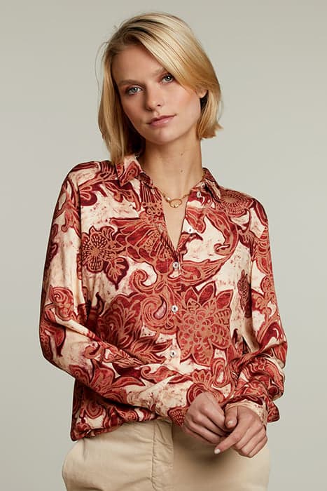 RED/BEIGE FANTASY BLOUSE by River Woods