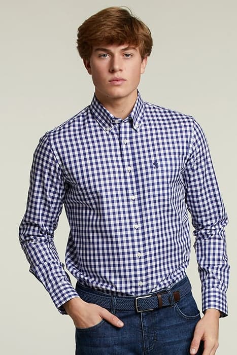 CUSTOM FIT CHECKED SHIRT WHITE/BLUE by River Woods