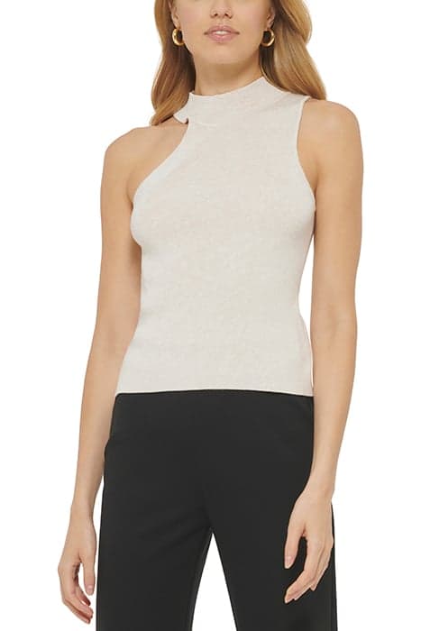 SLVS MOCK NECK SWEAT EGGNOG HTHR by DKNY