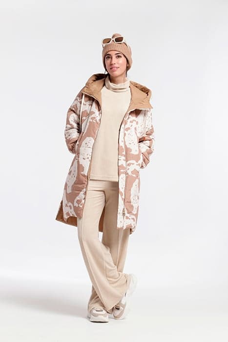 PRINTED WATERPROOF PUFFER COAT BEIGE by OKY