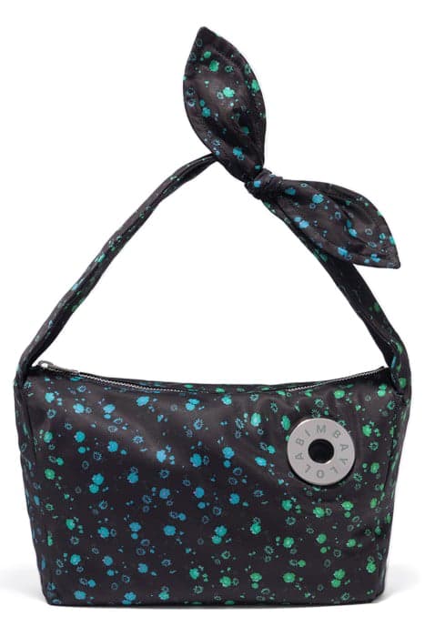 L BLACK RAINBOW FLOWERS NYLON HOBO BAG by Bimba y Lola