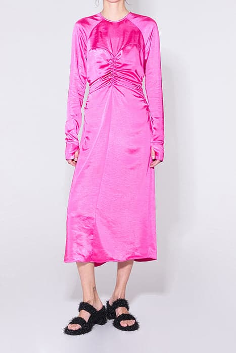 FUCHSIA SATIN MIDI DRESS by Bimba y Lola