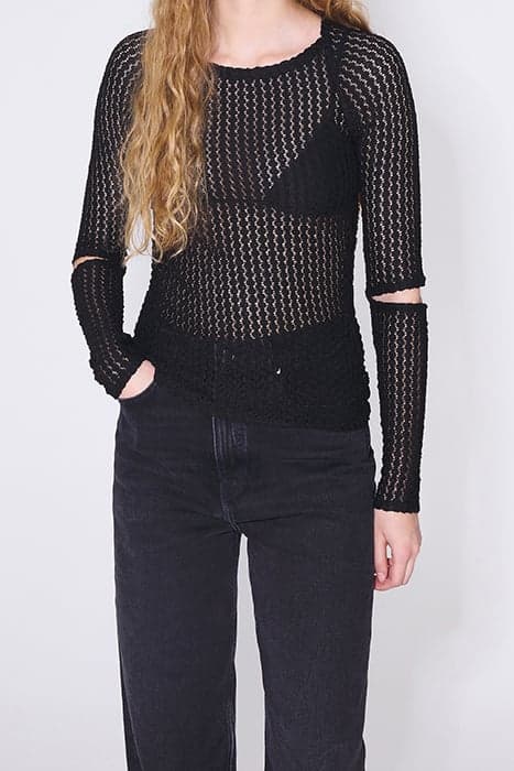 BLACK JERSEY-KNIT A-LINE T-SHIRT by Bimba y Lola