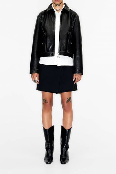 BLACK CROPPED LEATHER JACKET by Bimba y Lola