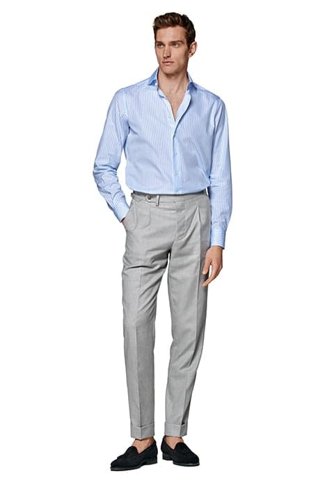 LIGHT BLUE STRIPED TWILL SLIM FIT SHIRT by Suitsupply