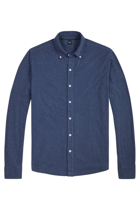 FLEMING | JERSEY BUTTON-DOWN SHIRT SAPPHIRE BLUE MELANGE by WAHTS