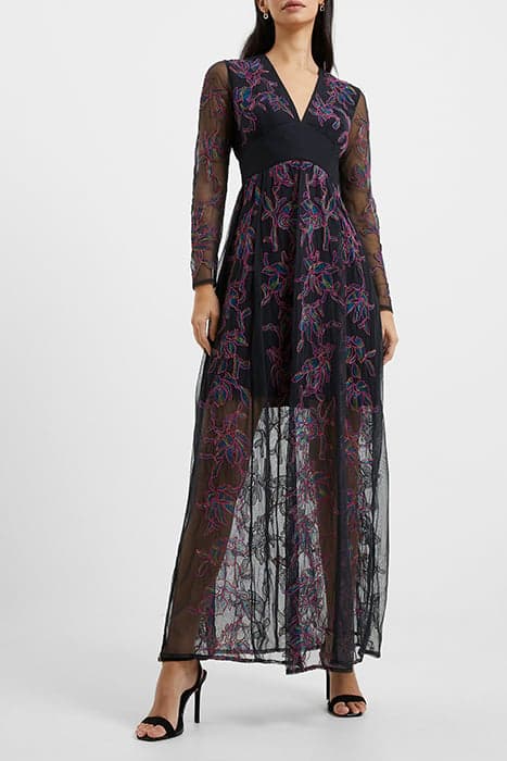 EMILIA EMBROIDERED MXI DRESS BLACK by French Connection