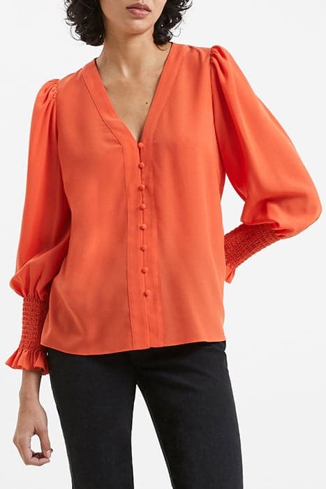 CREPE V NECK BLOUSE RED by French Connection