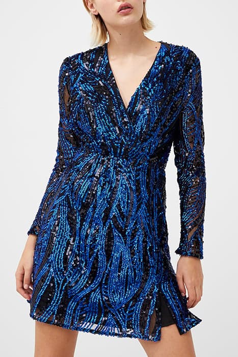 DENIZ EMBELLISHED LS MINI DRES BLUE by French Connection