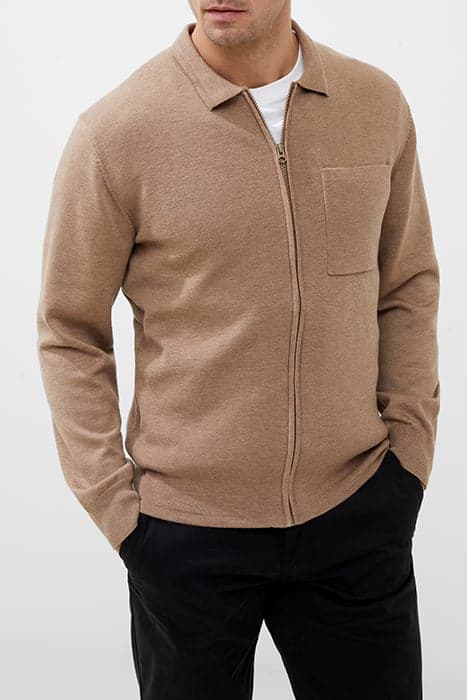 MILANO KNITTED ZIP THROUGH BROWN by French Connection