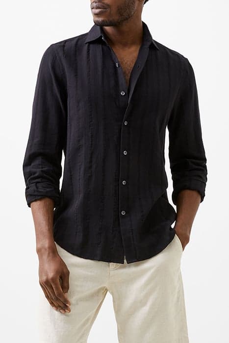 TONAL STRIPE SHIRT BLACK by French Connection