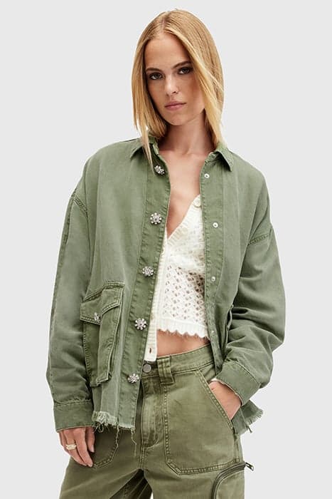 HETTIE EMB SHACKET VINTAGE KHAKI by AllSaints