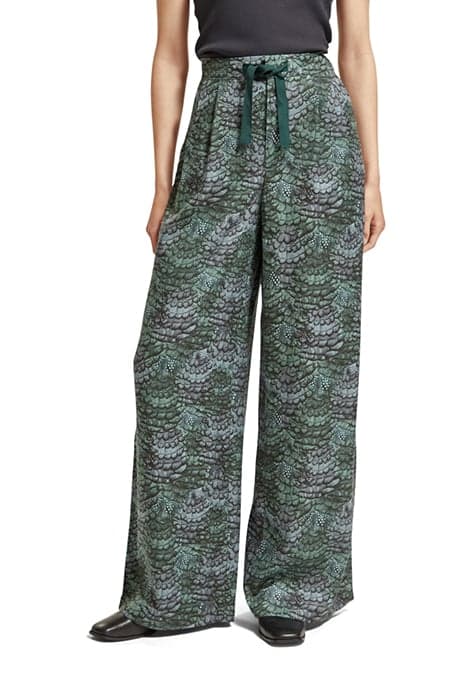 ELENI - HIGH RISE WIDE LEG PYJAMA PANTS FEATHER BOTTLE GREEN by Scotch & Soda