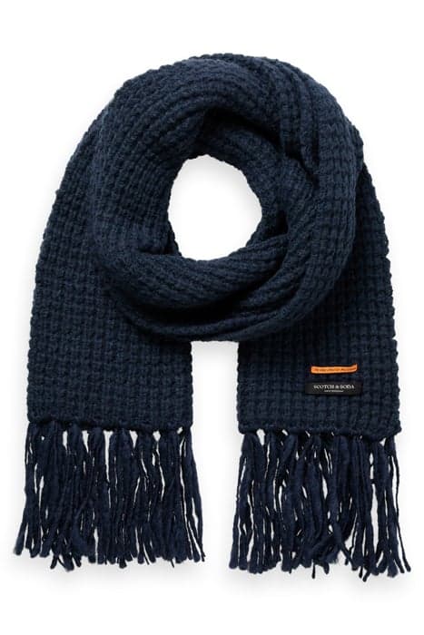 WAFFLE STITCH FRINGED SCARF NIGHT by Scotch & Soda