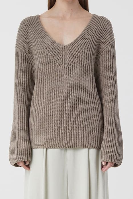 V NECK LONG SLEEVE KNITS BROWN SUGAR by Closed