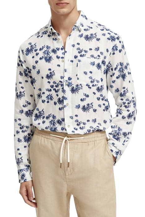 BONDED LONG SLEEVE SHIRT IN PRINTS AND CHECKS WHITE FIREWORK by Scotch & Soda