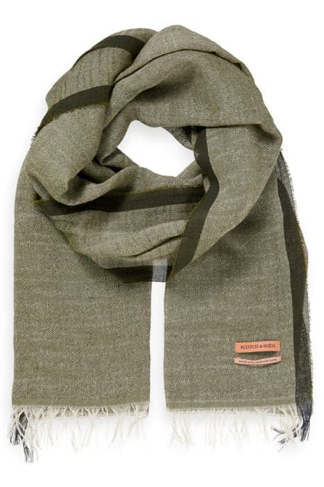 SCARF IN ORGANIC COTTON AND LINEN BLEND MILITARY by Scotch & Soda