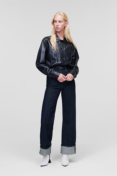 WIDE LEG DENIM W/PIN-TUCK DARK GREY by KARL LAGERFELD