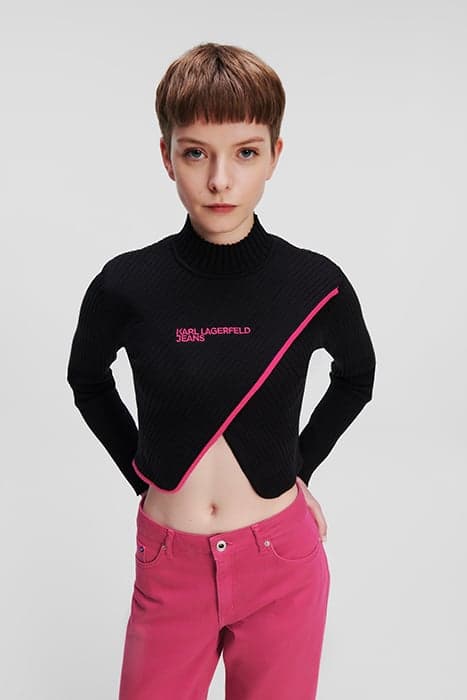 KLJ CROPPED CROSS SWEATER BLACK by KARL LAGERFELD