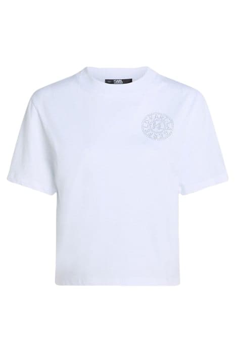 RHINESTONE LOGO FASHION TEE WHITE by KARL LAGERFELD