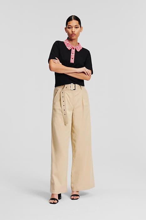 COTTON BLEND PANTS BEIGE by KARL LAGERFELD