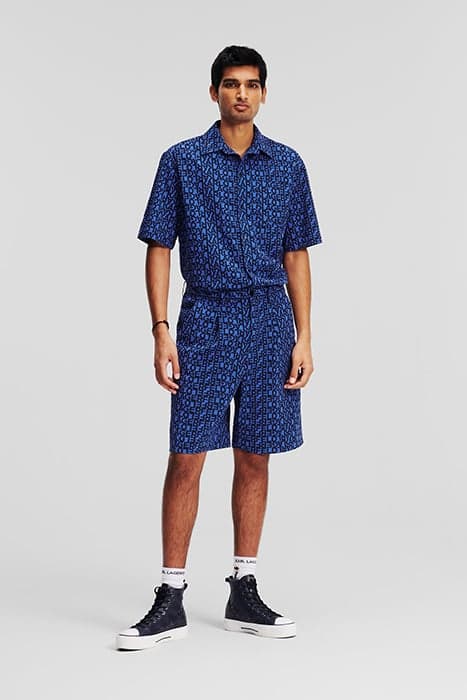 AOP LOGO SEERSUCKER SHORTS BLUE by KARL LAGERFELD