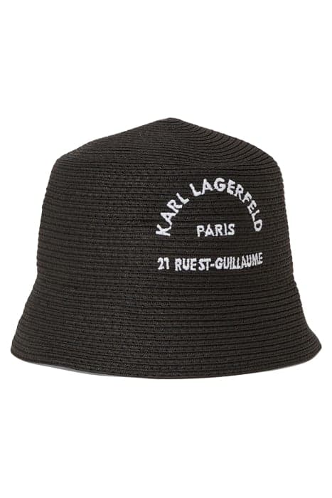 RSG STRAW BUCKET HAT PRISTINE/BLACK by KARL LAGERFELD