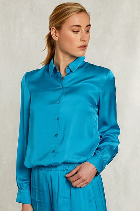 PETROL VISCOSE BLOUSE WITH BUTTONS BLUE by River Woods