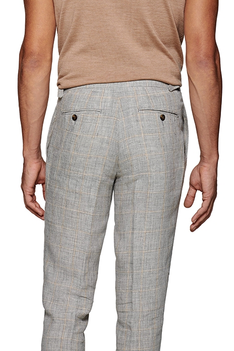MID GREY CHECKED PLEATED BRENTWOOD TROUSERS 3