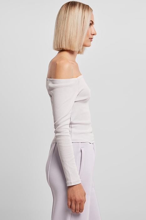 LADIES OFF SHOULDER RIB LONGSLEEVE SOFTLILAC 5
