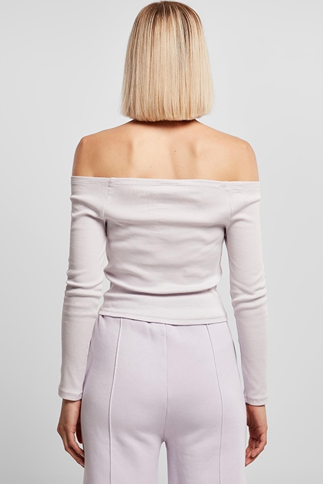 LADIES OFF SHOULDER RIB LONGSLEEVE SOFTLILAC 3