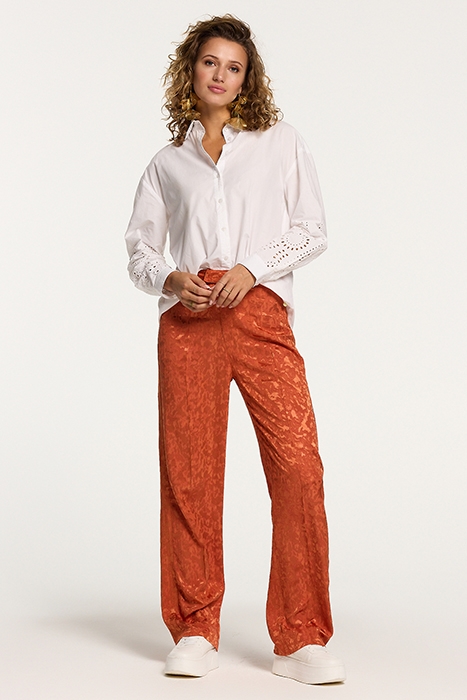 LADIES MILANO TROUSERS FOREST JAQUARD RUST ORANGE 3