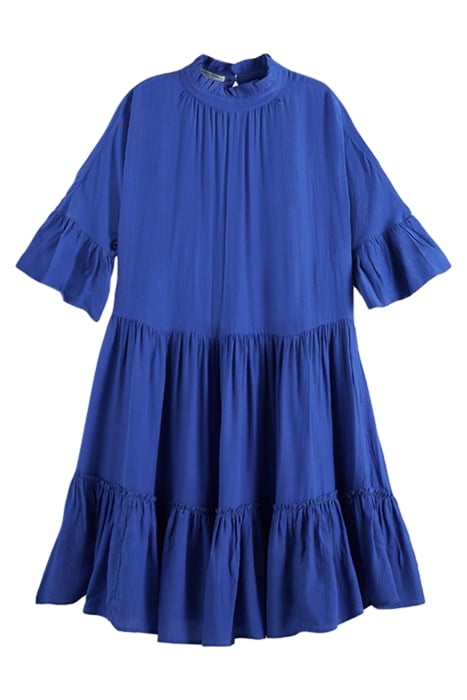 SHORT DRESS WITH RUFFLE SLEEVE DETAIL BRIGHT BLUE 1