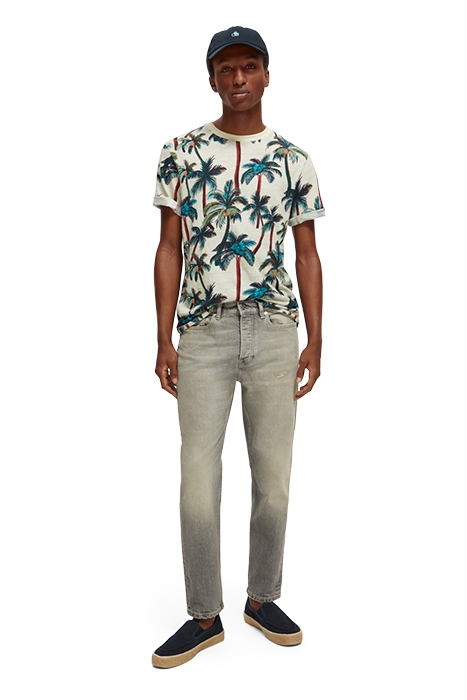 PALM-PRINTED CREWNECK T-SHIRT OFFWHITE PALMTREES AOP 5