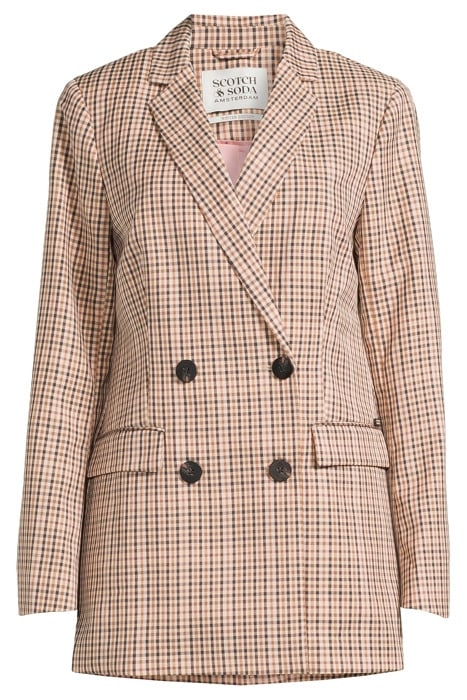 DOUBLE BREASTED TAILORED BLAZER IN YARN DYE CHECK COMBO X 1