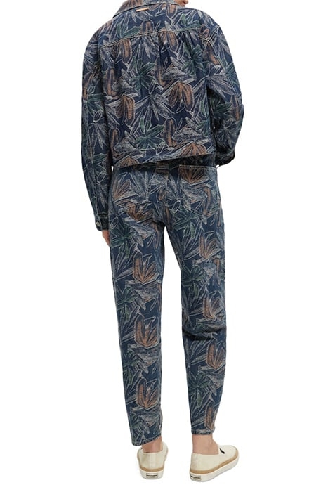 WASHED FLORAL JACQUARD DENIM JACKET WASHED INDIGO 4