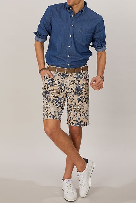 BLUE FLOWER PRINT PLEAT SHORT 3