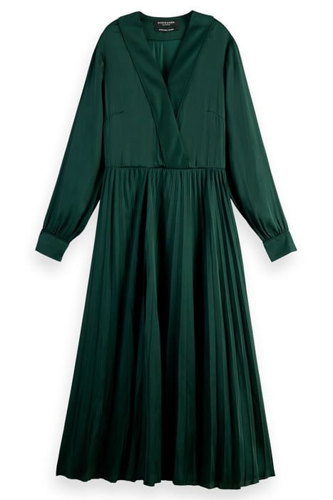 LONG SLEEVED PLEATED MAXI DRESS BLUE SPRUCE 1