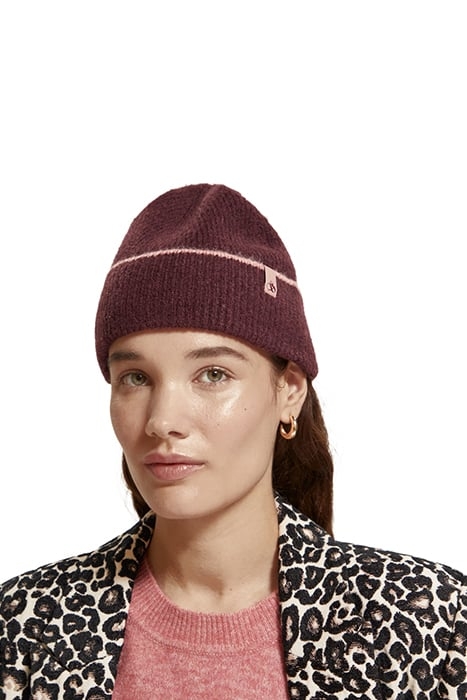 SOFT RIB-KNIT BEANIE BERRY WINE 2