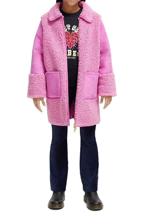 LONGER-LENGTH BONDED TEDDY JACKET FUCHSIA 2