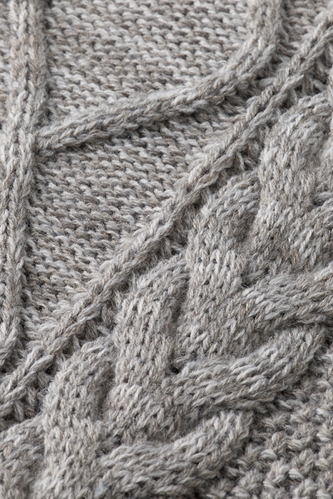 DROPPED SHOULDER FIT WOOL BLEND STRUCTURE SWEATER GREY MELAN 8