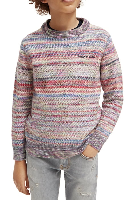 STRUCTURED SPACE-DYED PULLOVER STEEL/BERRY STRIPE 1