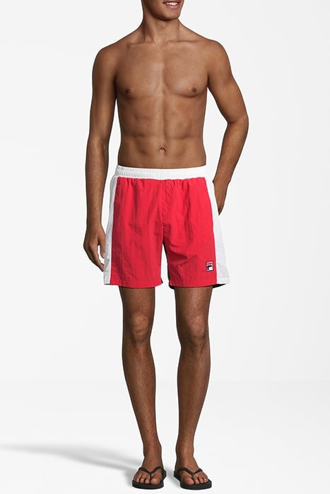 SINGAPUR BLOCKED BEACH SHORTS TRUE RED-BLACK IRIS-BRIGHT WHI 3