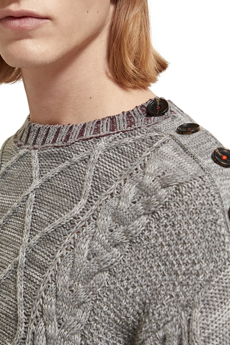 DROPPED SHOULDER FIT WOOL BLEND STRUCTURE SWEATER GREY MELAN 6