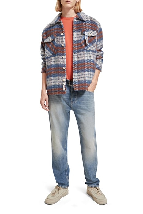 BRUSHED WOOL BLEND CHECK OVERSHIRT BLUE WHITE CHECK 3