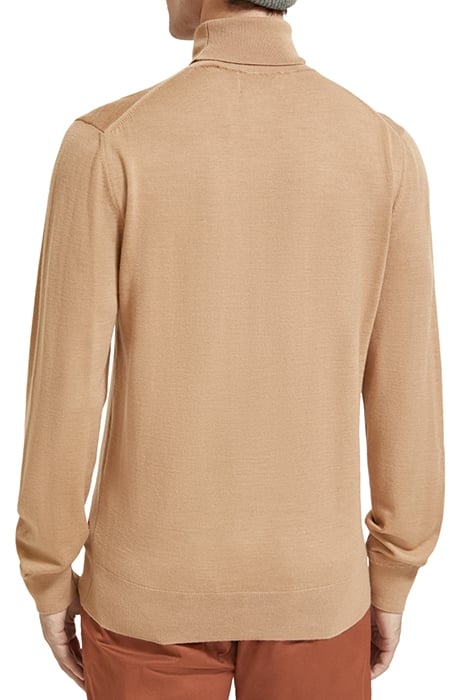 REGULAR FIT TURTLENECK PULLOVER IN MERINO WOOL CAMEL MELANGE 2